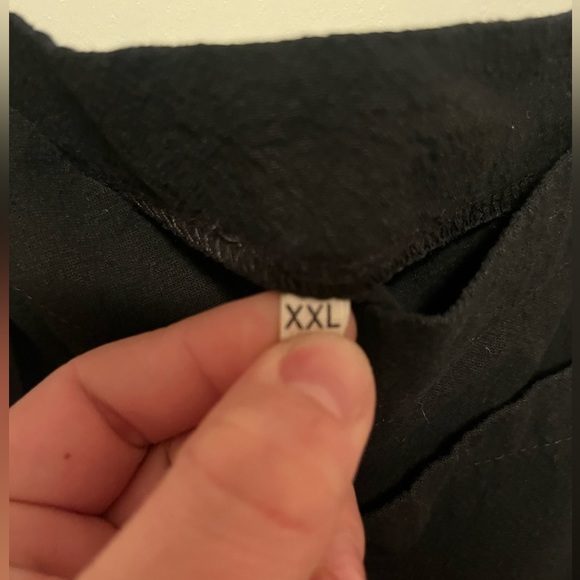 Cotton/Linen straight leg black overalls with adjustable button straps - Picture 2 of 4